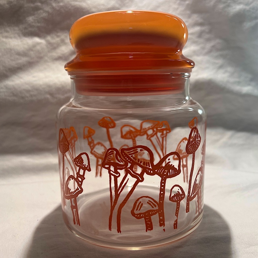Vintage Retro ‘Mushrooms’ Kitchen Glass Storage Jar